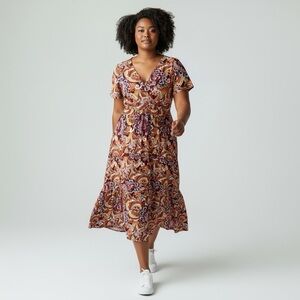 ANTHROPOLOGIE cotton, short sleeve mid length dress size large